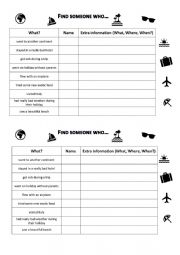 English Worksheet: Find someone who (Travelling)