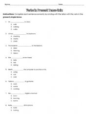 English Worksheet: Verbs in Present Simple Quiz