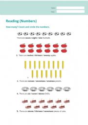English Worksheet: Numbers