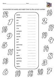 English Worksheet: Numbers