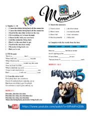 English Worksheet: Listening Song Memories