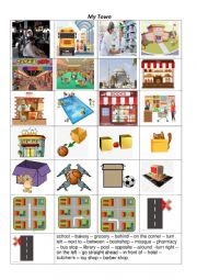 English Worksheet: Places in a Town, Prepositions and Directions