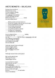 Arctic Monekys Balaclava song worksheet