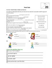 English Worksheet: Post Test Free Time / Health Problems and remedies / Hobbies and interests