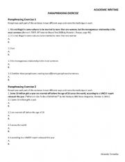 English Worksheet: Paraphrasing Exercise