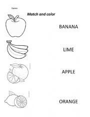 English Worksheet: fruit matching