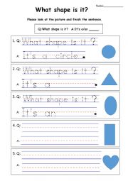 English Worksheet: What shape is it?