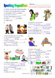 Speaking Prepositions with dialogues and exercise. 