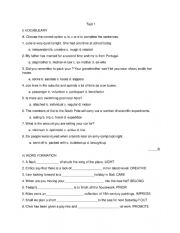 English Worksheet: B1 + test Traveller