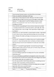 English Worksheet: Dialogue between 2 students (Inspirational Speech)