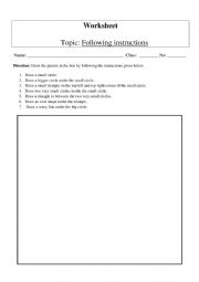 English Worksheet: Following instructions