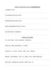 English Worksheet: comparatives and superlatives