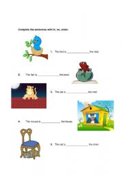 Preposition in, on, under