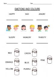 Emotions and colours worksheet