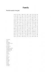 English Worksheet: Family wordsearch