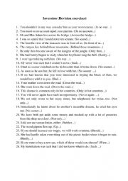 English Worksheet: Inversion (Revision exercises)