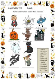 HALLOWEEN VOCABULARY ACTIVITY/ TEST