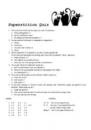 English Worksheet: Superstition Quiz