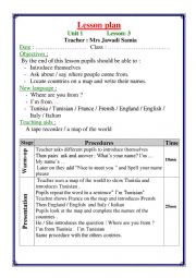 English Worksheet: lesson plan