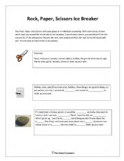 English Worksheet: ROCK, SCISSORS, PAPER