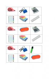 English Worksheet: School things Bingo game