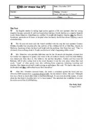 English Worksheet: end term test 4th form