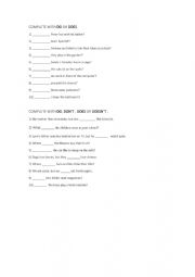 English Worksheet: Sentences with Do, Does, Dont or Doesnt