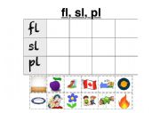 Phonics fl, pl, sl Matching Worksheet 