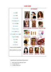 English Worksheet: HAIR CARE