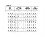 English Worksheet: classroom objects wordsearch