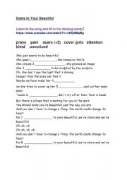 English Worksheet: Scars to you beautiful (Song)