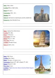 English Worksheet: landmarks fact