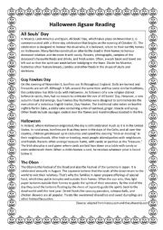 English Worksheet: Halloween Jigsaw Reading
