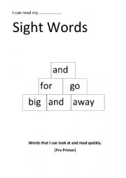 Preprimer Dolch Sight Word Reinforcement Activities