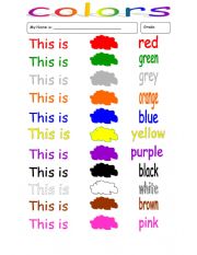 English Worksheet: Colors