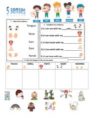 English Worksheet: five Senses 