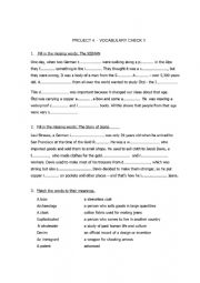 English Worksheet: Project 4 - Vocabulary check 1