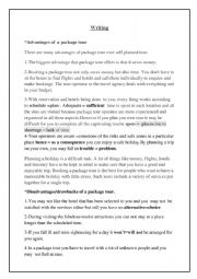 English Worksheet: lesson6:advantages and disadvantages of a package tour