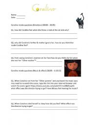 English Worksheet: Coraline Worksheets For grade 5 (9,10 or 11 years of age)