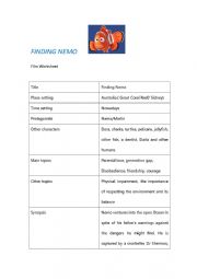English Worksheet: Film Review:Finding Nemo