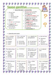 English Worksheet: Saxon genitive (English possessive)