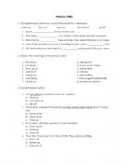 English Worksheet: Phrasal verbs