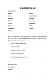English Worksheet: Remembrance Day