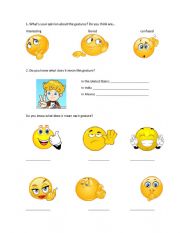 English Worksheet: gestures