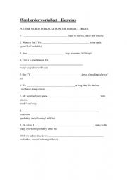 English Worksheet: Word Order