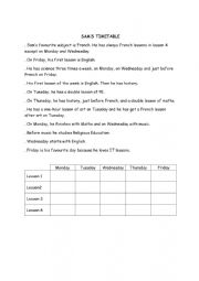 English Worksheet: Sam�s timetable