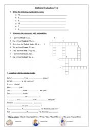 English Worksheet: 6th form Evaluation Test 