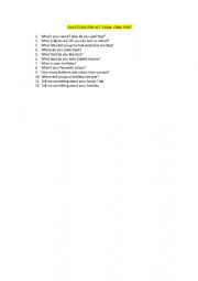 English Worksheet: QUESTIONS FOR ORAL KET EXAM