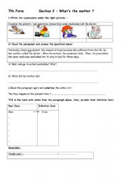 English worksheet: What�s the matter ?