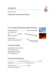 English Worksheet: Imagine By John Lennon